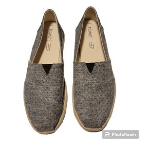 TOMS Black Tiny Dots chambray slip-on espadrilles size 10